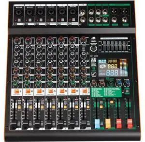 TG8 professional dj audio mixer 8 channel input and dual group output with 99-bit dps reverb chip bluetooth usb recording and mp3 playback suitable for stage, bar, recording studio TG8 professional dj audio mixer 8 channel input and dual group output with 99-bit dps reverb chip bluetooth usb recording and mp3 playback suitable for stage, bar, recording studio