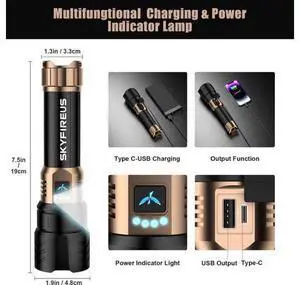 LED Flashlights High Lumens 3pcs,10000mAh Super Bright Rechargeable Flashlight&SKYFIRE 2Pack Rechargeable EDC Flashlight with Electric Lighter and Magnetic Base LED Flashlights High Lumens 3pcs,10000mAh Super Bright Rechargeable Flashlight&SKYFIRE 2Pack Rechargeable EDC Flashlight with Electric Lighter and Magnetic Base