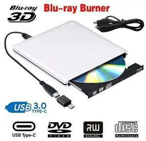Aluminum Blu-Ray Burner Player USB3.0 with Type-C adapter Superdrive External DVD/CD Reader and DVD/CD Burner for Apple-MacBook Air/Pro/iMac/Mini/MacBook Pro/ASUS/ASUS/DELL, Silver Aluminum Blu-Ray Burner Player USB3.0 with Type-C adapter Superdrive External DVD/CD Reader and DVD/CD Burner for Apple-MacBook Air/Pro/iMac/Mini/MacBook Pro/ASUS/ASUS/DELL, Silver