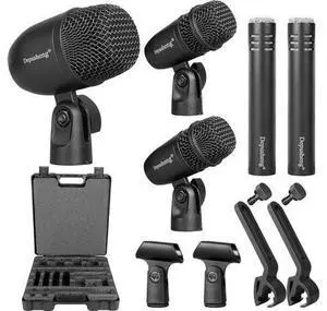 5-Piece Drum Microphone Set with 3 Dynamic Percussion Microphones and 2 Condenser Percussion Microphones, Ideal for Instrument Recording and Music Production 5-Piece Drum Microphone Set with 3 Dynamic Percussion Microphones and 2 Condenser Percussion Microphones, Ideal for Instrument Recording and Music Production