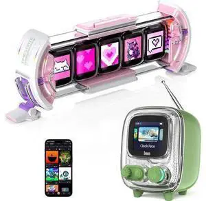 Times Gate Pink and Tiivoo-2 Green,Cyberpunk Gaming Setup Digital Clock with Smart APP Control and Mini TV Retro Bluetooth Speaker,Cute Decor for Bedroom,Bedside Desk Times Gate Pink and Tiivoo-2 Green,Cyberpunk Gaming Setup Digital Clock with Smart APP Control and Mini TV Retro Bluetooth Speaker,Cute Decor for Bedroom,Bedside Desk