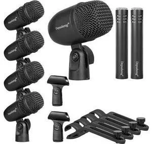 Depusheng 7-Piece Drum Microphone Set with 5 Dynamic Percussion Microphones and 2 Condenser Percussion Microphones Ideal for Instrument Recording and Music Production Depusheng 7-Piece Drum Microphone Set with 5 Dynamic Percussion Microphones and 2 Condenser Percussion Microphones Ideal for Instrument Recording and Music Production