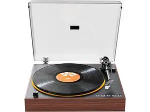 TT11 Fully Automatic Turntable, Bluetooth Vinyl Record Player, Built-in Preamp, Line & Phono Output, 2-Speed (33/45 RPM), Aluminum Platter, Dust Cover (Brown) TT11 Fully Automatic Turntable, Bluetooth Vinyl Record Player, Built-in Preamp, Line & Phono Output, 2-Speed (33/45 RPM), Aluminum Platter, Dust Cover (Brown)