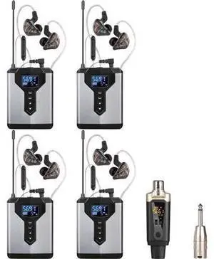 T9-2 Wireless in Ear Monitor System with Transmitter Clip on Receiver Automatic Pairing in-Ear Monitoring for Studio,Guitar,DJ,Live Performance (4 Receivers + 1 Transmitter) T9-2 Wireless in Ear Monitor System with Transmitter Clip on Receiver Automatic Pairing in-Ear Monitoring for Studio,Guitar,DJ,Live Performance (4 Receivers + 1 Transmitter)