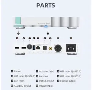 N100 Hi-Res Network Streamer New DAC chip Supports Connect VOLUMIO Tidal and QOBUZ Output Optical/Coaxial/AES/EBU/USB, Input USB2.0/USB3.0/ LAN/WiFi, Home Theater Audio Stereo System Streamer N100 Hi-Res Network Streamer New DAC chip Supports Connect VOLUMIO Tidal and QOBUZ Output Optical/Coaxial/AES/EBU/USB, Input USB2.0/USB3.0/ LAN/WiFi, Home Theater Audio Stereo System Streamer