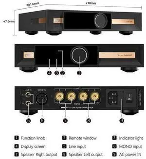 VMV A1 PRO Gallium Nitride Power Amplifer chip PGA2311 Stereo Pure Power Amp Mode XLR(Mono)/RCA Input AMP, SNR 109dB HiFi Amp, Latest GaN Power Tubes, 2100mV/22 Hi-Res AMP with Remote Control VMV A1 PRO Gallium Nitride Power Amplifer chip PGA2311 Stereo Pure Power Amp Mode XLR(Mono)/RCA Input AMP, SNR 109dB HiFi Amp, Latest GaN Power Tubes, 2100mV/22 Hi-Res AMP with Remote Control