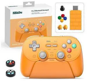 Bluetooth Controller with TMR Joysticks, Swappable ABXY Buttons, Pro Back Buttons, Charging Dock, Hall Effect Triggers for Switch/Switch 2, Windows, Apple, SteamOS, Android (Orange) Bluetooth Controller with TMR Joysticks, Swappable ABXY Buttons, Pro Back Buttons, Charging Dock, Hall Effect Triggers for Switch/Switch 2, Windows, Apple, SteamOS, Android (Orange)