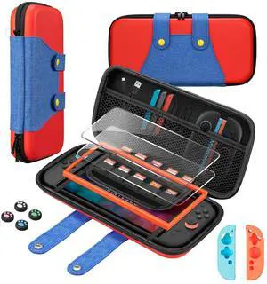 Carrying Case for Nintendo Switch 2 (2025) 4 in 1 Accessories with 2 Screen Protectors, Large Capacity Protective Travel Case for Switch 2 Accessories and 10 Game Card Slots, Red Blue Carrying Case for Nintendo Switch 2 (2025) 4 in 1 Accessories with 2 Screen Protectors, Large Capacity Protective Travel Case for Switch 2 Accessories and 10 Game Card Slots, Red Blue