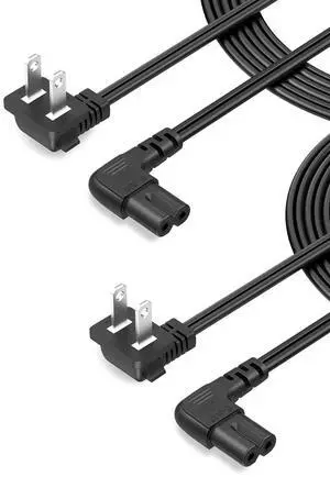 2-Pack 10 Feet Angled 2-Slot Non-Polarized Angle Power Cord (IEC320 C7 to Nema 1-15P), 3M/Black 2-Pack 10 Feet Angled 2-Slot Non-Polarized Angle Power Cord (IEC320 C7 to Nema 1-15P), 3M/Black