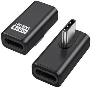 90 Degree USB C Adapter 2 Pack, Right Angle USB C Male to Female Adapter 80Gbps 240W Compatible with Steam Deck, ROG Ally, Switch, Notebook, PC, Tablet, Phone and More, Middle Angle 90 Degree USB C Adapter 2 Pack, Right Angle USB C Male to Female Adapter 80Gbps 240W Compatible with Steam Deck, ROG Ally, Switch, Notebook, PC, Tablet, Phone and More, Middle Angle