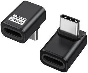 90 Degree USB C Adapter 2 Pack, Right Angle USB C Male to Female Adapter 80Gbps 240W Compatible with Steam Deck, ROG Ally, Switch, Notebook, PC, Tablet, Phone and More,UP Angle 90 Degree USB C Adapter 2 Pack, Right Angle USB C Male to Female Adapter 80Gbps 240W Compatible with Steam Deck, ROG Ally, Switch, Notebook, PC, Tablet, Phone and More,UP Angle