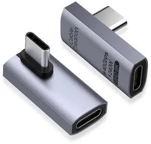 90 Degree USB C Adapter 2 Pack, Right Angle USB C Male to Female Adapter 40Gbps 240W Compatible with Steam Deck, ROG Ally, Switch, Notebook, PC, Tablet, Phone and More, Middle Angle 90 Degree USB C Adapter 2 Pack, Right Angle USB C Male to Female Adapter 40Gbps 240W Compatible with Steam Deck, ROG Ally, Switch, Notebook, PC, Tablet, Phone and More, Middle Angle