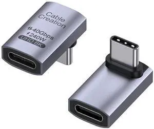 90 Degree USB C Adapter 2 Pack, Right Angle USB C Male to Female Adapter 40Gbps 240W Compatible with Steam Deck, ROG Ally, Switch, Notebook, PC, Tablet, Phone and More,UP Angle 90 Degree USB C Adapter 2 Pack, Right Angle USB C Male to Female Adapter 40Gbps 240W Compatible with Steam Deck, ROG Ally, Switch, Notebook, PC, Tablet, Phone and More,UP Angle