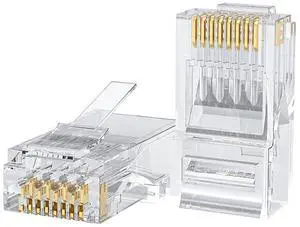Cat6 RJ45 Connectors, 100-PACK Cat6 RJ45 Ends, Ethernet Cable Crimp Connectors UTP Network Plug for Solid Wire and Standard Cable, Transparent Cat6 RJ45 Connectors, 100-PACK Cat6 RJ45 Ends, Ethernet Cable Crimp Connectors UTP Network Plug for Solid Wire and Standard Cable, Transparent