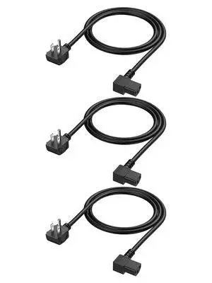 3 Feet 18 AWG Universal Power Cord for NEMA 5-15P Angle Type to IEC320 C13 Angle Type Cable, 0.915M / Black3 Pack 3 Feet 18 AWG Universal Power Cord for NEMA 5-15P Angle Type to IEC320 C13 Angle Type Cable, 0.915M / Black3 Pack