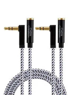 Headphone Extension Cable 15FT(2 pack), 3.5 mm Audio Extension Cable-Aux Cord Extender 90-Degree Right Angle Male to Female Stereo Audio Cable Nylon Braided for Smartphones, Media Player Headphone Extension Cable 15FT(2 pack), 3.5 mm Audio Extension Cable-Aux Cord Extender 90-Degree Right Angle Male to Female Stereo Audio Cable Nylon Braided for Smartphones, Media Player