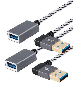 [2-Pack Short USB 3.0 Extension Cable Right Angle, 1FT Male to Female Extender Cord for Flash Drives, Keyboard, Scanners, PlayStation, 0.3m, Space Grey [2-Pack Short USB 3.0 Extension Cable Right Angle, 1FT Male to Female Extender Cord for Flash Drives, Keyboard, Scanners, PlayStation, 0.3m, Space Grey