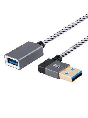 Short USB 3.0 Extension Cable Right Angle 1FT, 90 Degree Male to Female Extender Cord for Flash Drives, Keyboard, Scanners, VR,PlayStation, 0.3M Space Grey Short USB 3.0 Extension Cable Right Angle 1FT, 90 Degree Male to Female Extender Cord for Flash Drives, Keyboard, Scanners, VR,PlayStation, 0.3M Space Grey