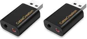 USB Audio Adapter with 3.5mm Jack, USB External Stereo Sound Card with 3.5mm Earphone and Microphone for PS4, PS5, Windows, Mac, Linux, Plug and Play, Black (Pack of 2) USB Audio Adapter with 3.5mm Jack, USB External Stereo Sound Card with 3.5mm Earphone and Microphone for PS4, PS5, Windows, Mac, Linux, Plug and Play, Black (Pack of 2)