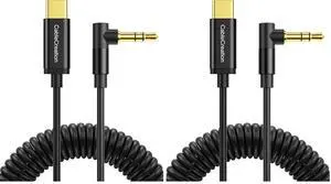 USB C to 3.5mm Audio Aux Jack Cable (1.3-4FT), Coiled Aux to USB C Cable, Type C to 3.5mm Headphone Car Stereo Cord for iPhone 16 15 Pro Max, Galaxy S25 S24, Pixel, iPad Pro (Pack of 2) USB C to 3.5mm Audio Aux Jack Cable (1.3-4FT), Coiled Aux to USB C Cable, Type C to 3.5mm Headphone Car Stereo Cord for iPhone 16 15 Pro Max, Galaxy S25 S24, Pixel, iPad Pro (Pack of 2)