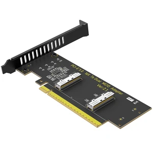 PCIe 5.0 x16 to Dual MCIO SFF-1016 8i 74Pin Adapter Card 128Gbps Total Bandwidth with Low Profile Bracket for ATX mATX ITX Cases PCIe 5.0 x16 to Dual MCIO SFF-1016 8i 74Pin Adapter Card 128Gbps Total Bandwidth with Low Profile Bracket for ATX mATX ITX Cases