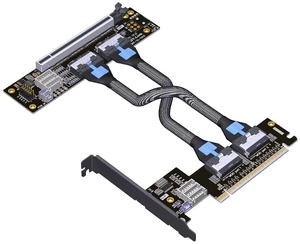 ADT-F36B-F37C PCI-e 4.0 X16 to X16 MCIO Bifurcation Adapter Riser Card 256G/bps Split Extender SFF-TA-1016 with Power Cable (50CM) ADT-F36B-F37C PCI-e 4.0 X16 to X16 MCIO Bifurcation Adapter Riser Card 256G/bps Split Extender SFF-TA-1016 with Power Cable (50CM)
