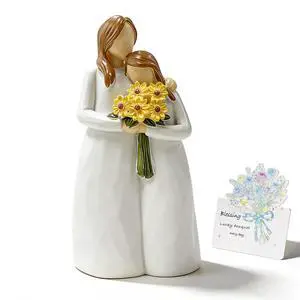 Mom Birthday Gifts from Daughter, Gifts for Mom/ Aunt/ Teacher, 5.9" Hand-Painted Mother Daughter Figurine Holding Sunflowers Gift, for Mother's Day, Christmas, and Teacher's Day with Flowers Cards Mom Birthday Gifts from Daughter, Gifts for Mom/ Aunt/ Teacher, 5.9" Hand-Painted Mother Daughter Figurine Holding Sunflowers Gift, for Mother's Day, Christmas, and Teacher's Day with Flowers Cards