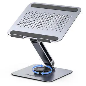 Adjustable Laptop Stand with 360° Rotating Base, Foldable Aluminum Alloy Laptop Riser for Desk, Compatible with MacBook Neo Air Pro, Dell, HP (Up to 17") - ST10, Gray Adjustable Laptop Stand with 360° Rotating Base, Foldable Aluminum Alloy Laptop Riser for Desk, Compatible with MacBook Neo Air Pro, Dell, HP (Up to 17") - ST10, Gray