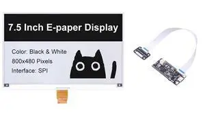 7.5 Inch E-Ink Display Module 800x480 SPI + ESP32-C6 E-Paper Driver Board Kit, Partial/Full Refresh, 24P FPC Connector, 3.3V/5V Level Shifter, for Raspberry Pi 40-Pin GPIO, SD Slot & USB 7.5 Inch E-Ink Display Module 800x480 SPI + ESP32-C6 E-Paper Driver Board Kit, Partial/Full Refresh, 24P FPC Connector, 3.3V/5V Level Shifter, for Raspberry Pi 40-Pin GPIO, SD Slot & USB