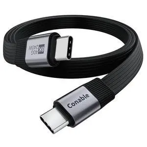 USB 4 Cable for Thunderbolt 5/4/3, Flat USB C Cable 2 FT, 40Gbps Data Transfer, 8K@60Hz Video Display, 240W PD Fast Charging, Compatible with iPhone 16/15 Pro Max, MacBook, iPad, SSD, Docking, eGPU USB 4 Cable for Thunderbolt 5/4/3, Flat USB C Cable 2 FT, 40Gbps Data Transfer, 8K@60Hz Video Display, 240W PD Fast Charging, Compatible with iPhone 16/15 Pro Max, MacBook, iPad, SSD, Docking, eGPU