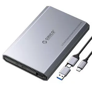 Aluminum USB C Hard Drive Enclosure for 2.5 Inch SATA SSD/HDD, USB 3.2 GEN 2 USB C to USB A/C 2 in 1 Cable, Support macOS Windows Linux OS, Compatible with Samsung Crucial WD Drives(DD25-C3) Aluminum USB C Hard Drive Enclosure for 2.5 Inch SATA SSD/HDD, USB 3.2 GEN 2 USB C to USB A/C 2 in 1 Cable, Support macOS Windows Linux OS, Compatible with Samsung Crucial WD Drives(DD25-C3)