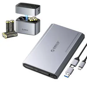 Aluminum 2.5" USB C External Hard Drive Enclosure & 8-Pack AA Rechargeable Lithium Batteries with Charger Set, USB 3.2 6Gbps SATA SSD/HDD Case with 1.5V 2500mWh High-Capacity Li-ion Battery Aluminum 2.5" USB C External Hard Drive Enclosure & 8-Pack AA Rechargeable Lithium Batteries with Charger Set, USB 3.2 6Gbps SATA SSD/HDD Case with 1.5V 2500mWh High-Capacity Li-ion Battery