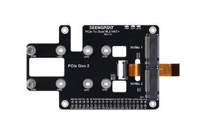 PCIe to Dual M.2 NVMe SSD HAT+ Adapter for Raspberry Pi 5, Supports 2280/2260/2242/2230 NVMe Drives, PCIe x1 Gen2, NVMe Boot Storage Expansion Board PCIe to Dual M.2 NVMe SSD HAT+ Adapter for Raspberry Pi 5, Supports 2280/2260/2242/2230 NVMe Drives, PCIe x1 Gen2, NVMe Boot Storage Expansion Board