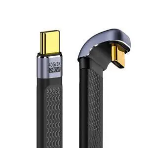 40Gbps USB4 Flat Slim FPC 100W 8K Type-C USB-C 240W Male to Male Data Opposite U Shape Back Angled Cable for Laptop Phone 13cm 40Gbps USB4 Flat Slim FPC 100W 8K Type-C USB-C 240W Male to Male Data Opposite U Shape Back Angled Cable for Laptop Phone 13cm