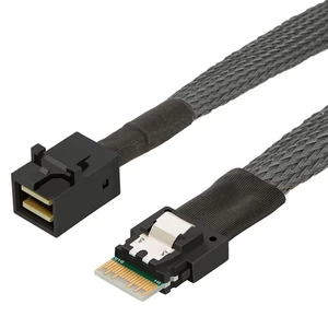 PCIe 4.0 Slimline SAS SFF 8654 4i 38Pin to Mini SAS HD SFF 8643 Cable 12Gbps High Speed Server Wire, 30AWG Copper, Black (0.5m) PCIe 4.0 Slimline SAS SFF 8654 4i 38Pin to Mini SAS HD SFF 8643 Cable 12Gbps High Speed Server Wire, 30AWG Copper, Black (0.5m)