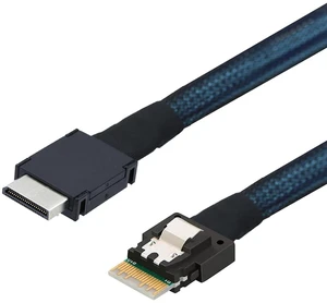 PCIe Oculink SFF-8611 4I to Slimline SAS SFF-8654 4I Server Cable, 24Gbps High-Speed, 32AWG, Compatible with NVMe/PCIe/SAS (0.5, 0, Meters) PCIe Oculink SFF-8611 4I to Slimline SAS SFF-8654 4I Server Cable, 24Gbps High-Speed, 32AWG, Compatible with NVMe/PCIe/SAS (0.5, 0, Meters)