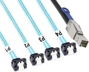 Mini SAS HD SFF-8644 to 4X SATA 7Pin Female 90 Degree Cable with IC 6Gbps High Speed 28AWG Server Hard Drive Connector for RAID Controller, HDD, SSD (0.5M/19.68in) Mini SAS HD SFF-8644 to 4X SATA 7Pin Female 90 Degree Cable with IC 6Gbps High Speed 28AWG Server Hard Drive Connector for RAID Controller, HDD, SSD (0.5M/19.68in)