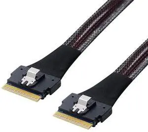 Slimline SAS 4.0 SFF 8654 8i 74 Pin Cable for High Speed Server Storage and PCIe Connections Compatible with SFF 8654 Female Ports Latch Locking (1m/39.37in) Slimline SAS 4.0 SFF 8654 8i 74 Pin Cable for High Speed Server Storage and PCIe Connections Compatible with SFF 8654 Female Ports Latch Locking (1m/39.37in)
