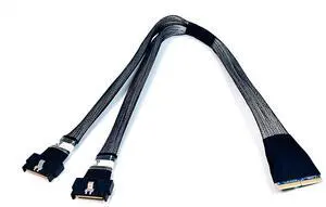 MCIO x16 to Dual x8 74 Pin Cable Micro SATA Cable for PCIe Gen5 High Speed Server Storage and Network Connections Compatible with Servers Switches and Data Center Hardware (0.5M/19.68in) MCIO x16 to Dual x8 74 Pin Cable Micro SATA Cable for PCIe Gen5 High Speed Server Storage and Network Connections Compatible with Servers Switches and Data Center Hardware (0.5M/19.68in)