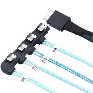 OCuLink PCI-Express SAS SFF-8611 4i to SATA 7P Right Angle Server Hard Drive Cable 32AWG 12Gbps High Speed Internal Harness (1M) OCuLink PCI-Express SAS SFF-8611 4i to SATA 7P Right Angle Server Hard Drive Cable 32AWG 12Gbps High Speed Internal Harness (1M)