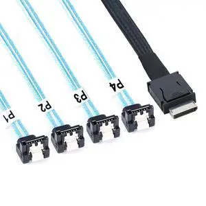 OCuLink PCIe SAS SFF-8611 4i to SATA 7P 90 Degree Cable 12Gbps High Speed Server Hard Drive Connection, 32AWG Low-Loss Wire (0.5M) OCuLink PCIe SAS SFF-8611 4i to SATA 7P 90 Degree Cable 12Gbps High Speed Server Hard Drive Connection, 32AWG Low-Loss Wire (0.5M)