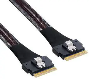 PCI-E Slimline SAS 4.0 SFF-8654 8i 74pin Host to SFF-8654 74Pin Slim SAS Target Cable 50cm PCI-E Slimline SAS 4.0 SFF-8654 8i 74pin Host to SFF-8654 74Pin Slim SAS Target Cable 50cm