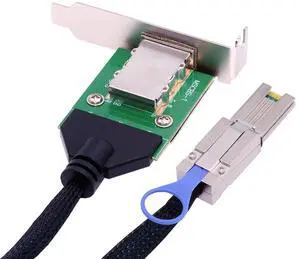 Mini SAS SFF-8088 Male to SFF-8088 Female Extension External Cable PCBA with Low Profile Bracket 50cm Mini SAS SFF-8088 Male to SFF-8088 Female Extension External Cable PCBA with Low Profile Bracket 50cm