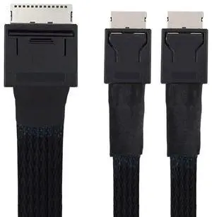 50cm OCuLink PCIe PCI-Express SFF-8611 8X 8-Lane to Dual SFF-8611 Oculink 4X SSD Data Active Cable 50cm OCuLink PCIe PCI-Express SFF-8611 8X 8-Lane to Dual SFF-8611 Oculink 4X SSD Data Active Cable
