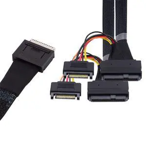 50cm OCuLink PCIe PCI-Express SFF-8611 8X 8-Lane to Dual SFF-8639 U.2 4X SSD Data Active Cable 50cm OCuLink PCIe PCI-Express SFF-8611 8X 8-Lane to Dual SFF-8639 U.2 4X SSD Data Active Cable