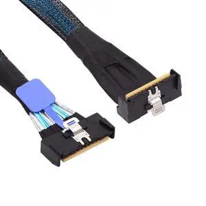 Mini Cool Edge IO MCIO Angled PCI-E 5.0 PCI-E Slimline SAS 8i 74Pin Male to 74Pin MCIO Male Extender Cable 35cm Mini Cool Edge IO MCIO Angled PCI-E 5.0 PCI-E Slimline SAS 8i 74Pin Male to 74Pin MCIO Male Extender Cable 35cm