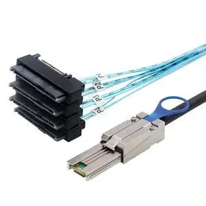 Mini SAS HD SFF-8088 26P to 4* SAS 8482 Server Cable 6Gbps High Speed 26P to 4 Ports Data Transfer Cord, 28AWG Copper Wire (0.5M) Mini SAS HD SFF-8088 26P to 4* SAS 8482 Server Cable 6Gbps High Speed 26P to 4 Ports Data Transfer Cord, 28AWG Copper Wire (0.5M)
