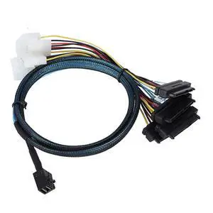 Mini SAS HD SFF-8643 to 4X SAS SFF-8482 Server Cable 12Gbps Server Internal High-Speed Cable | 30AWG | with Power Cable (19.68, Inches) Mini SAS HD SFF-8643 to 4X SAS SFF-8482 Server Cable 12Gbps Server Internal High-Speed Cable | 30AWG | with Power Cable (19.68, Inches)