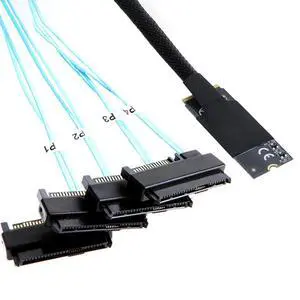 M.2 SFF-8643 to 4 x SAS 8482 Converter Cable 12Gbps High-Speed Server Interconnect, 30AWG Copper Wire, Plug and Play (0.5m) M.2 SFF-8643 to 4 x SAS 8482 Converter Cable 12Gbps High-Speed Server Interconnect, 30AWG Copper Wire, Plug and Play (0.5m)