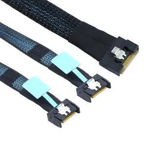 Slimline SAS SFF-8654 8I to Dual MCIO 4I Server Cable with Anti-Misplug Full Cover Design, 16G High-Speed Copper Wire Harness (1m/39.37in) Slimline SAS SFF-8654 8I to Dual MCIO 4I Server Cable with Anti-Misplug Full Cover Design, 16G High-Speed Copper Wire Harness (1m/39.37in)